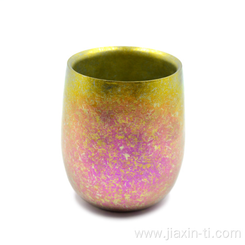 Rainbow color ice pattern titanium mug